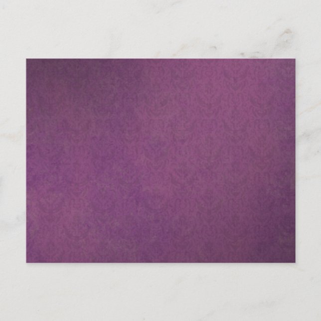 Elegant Luxury Purple Vintage Grunge Damask Postcard (Front)