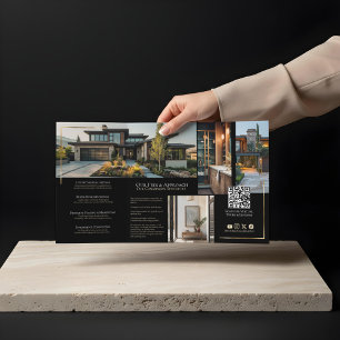 Elegant Luxury Real Estate Black Gold Photo Layout Brochure