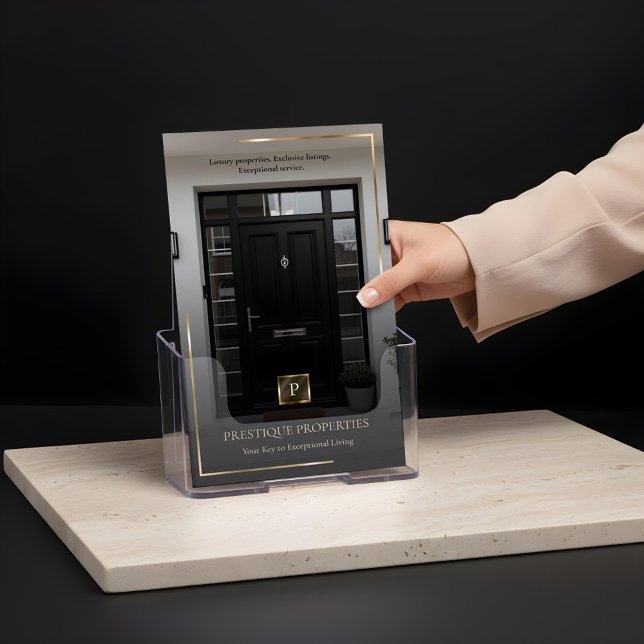 Elegant Luxury Real Estate Black Gold Photo Layout Brochure (Elegant Luxury Real Estate Black Gold Photo Layout Brochure (Front))