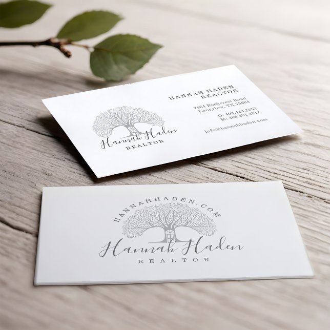 Elegant luxury Real Estate Professional Logo  Business Card (Flourishing Tree House Real Estate Logo Realtor Business Card)