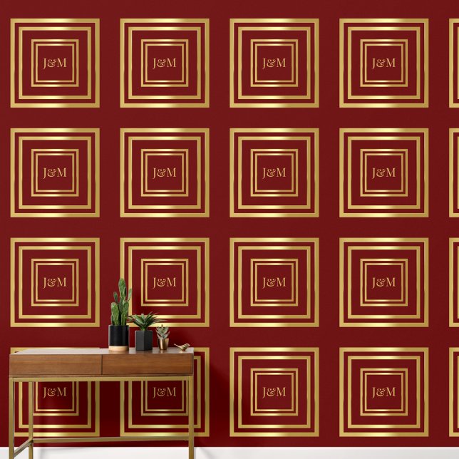 Elegant luxury red and gold monogram initial name wallpaper  (Creator Uploaded)