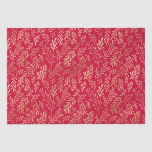 Elegant Luxury Red Gold Leaf Pattern Christmas Tissue Paper