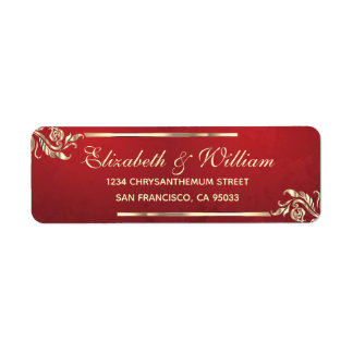Elegant luxury Red Gold Return Address   Label