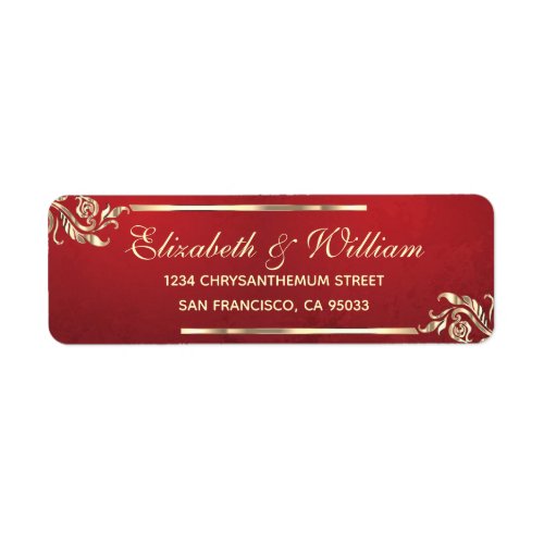 Elegant luxury Red Gold Return Address   Label