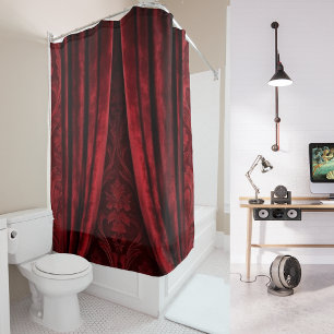 Elegant Luxury Red Velvet Wedding Maroon  Shower Curtain