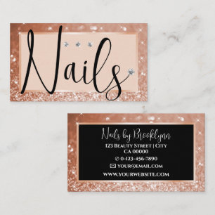 Elegant Luxury Rose Glitter Rhinestone Diamond Business Card