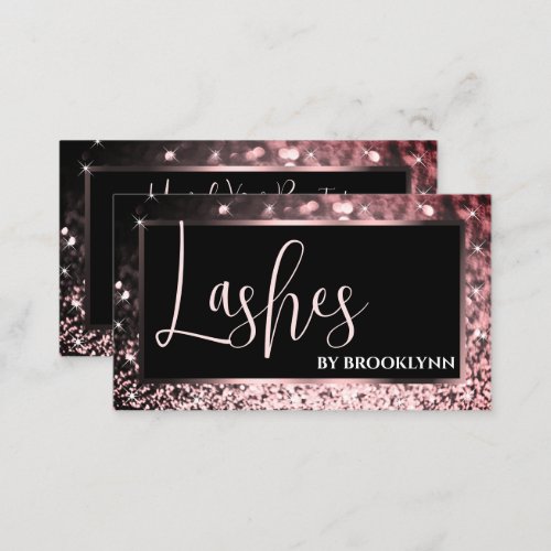 Elegant Luxury Rose Gold Black Sparkling Glitter  Business Card