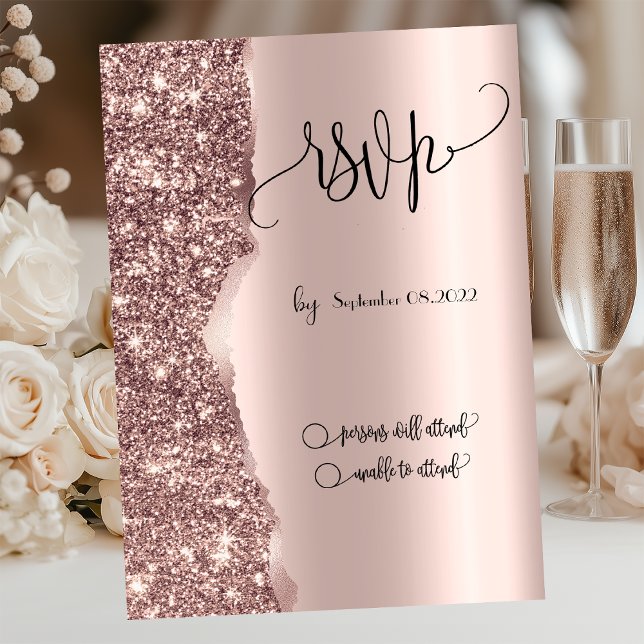Elegant Luxury Rose Gold Glitter RSVP  Invitation (Creator Uploaded)