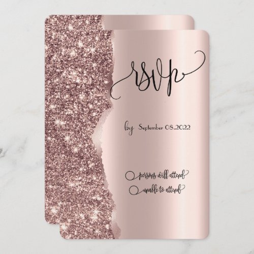 Elegant Luxury Rose Gold Glitter RSVP  Invitation