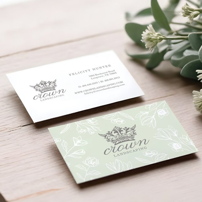 Elegant luxury Royal Floral Crown Logo Business Card (Elegant Royal Floral & Foliage Crown Logo Business Card)