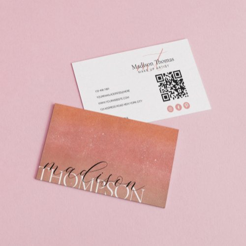 Elegant Luxury Rust Palettes Monogram Qr Code Business Card