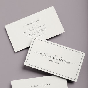 Elegant Luxury Script Calligraphy Black Ivory Business Card