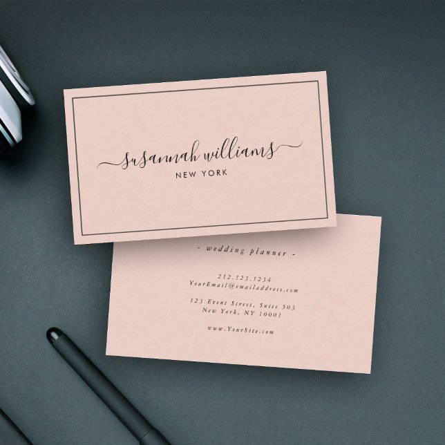 Elegant Luxury Script Calligraphy Black Pink Business Card (Creator Uploaded)