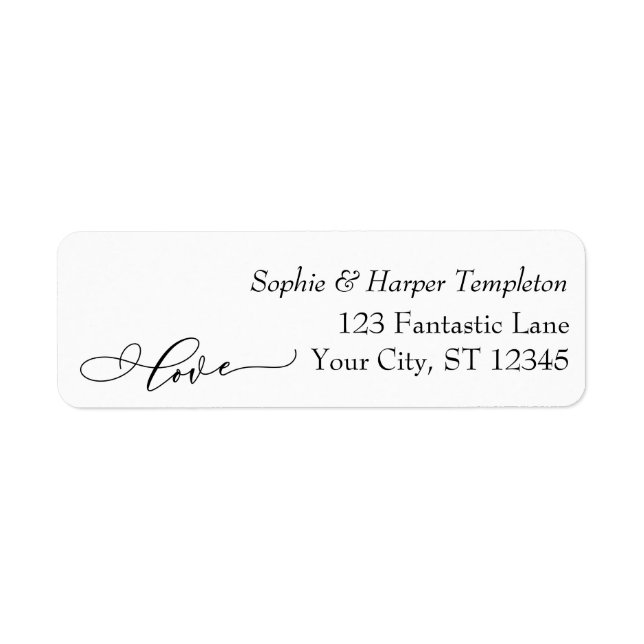 Elegant Luxury Script Font Simple Typography Love Label (Front)