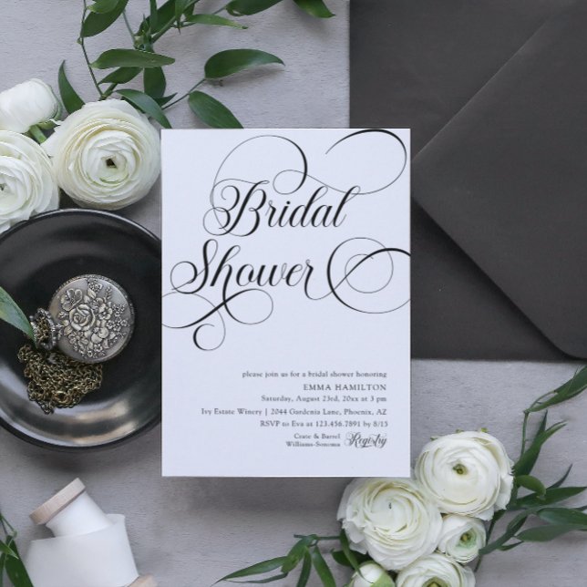 Elegant Luxury Script Minimalist Bridal Shower Invitation (Creator Uploaded)