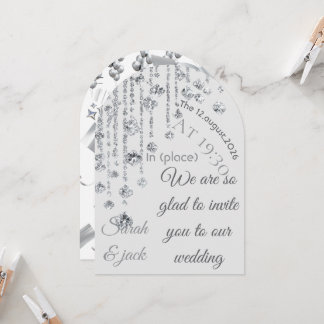 Elegant Luxury Silver Crystal Wedding Invitation C