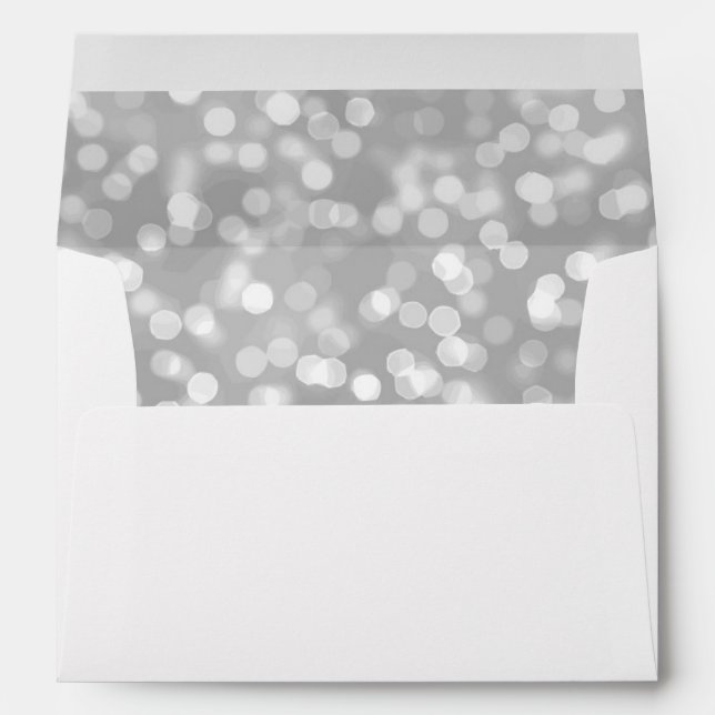 Elegant Luxury | Silver Glitter Bokeh 5X7 Wedding Envelope (Back (Bottom))