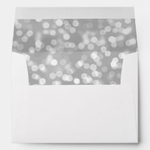 Elegant Luxury Silver Glitter Bokeh 5X7 Wedding Envelope