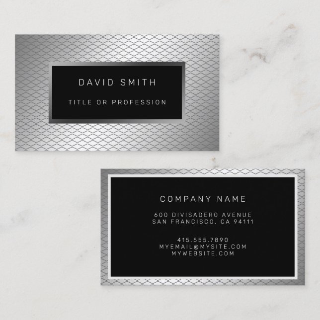 Elegant Luxury Silver Metal Business Card (Front/Back)