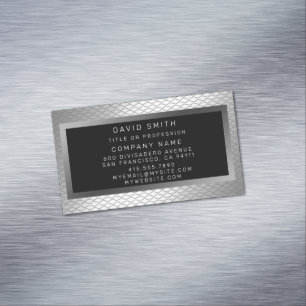 Elegant Luxury Silver Metal Business Card Magnet