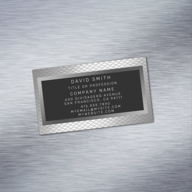 Elegant Luxury Silver Metal Business Card Magnet (In Situ)