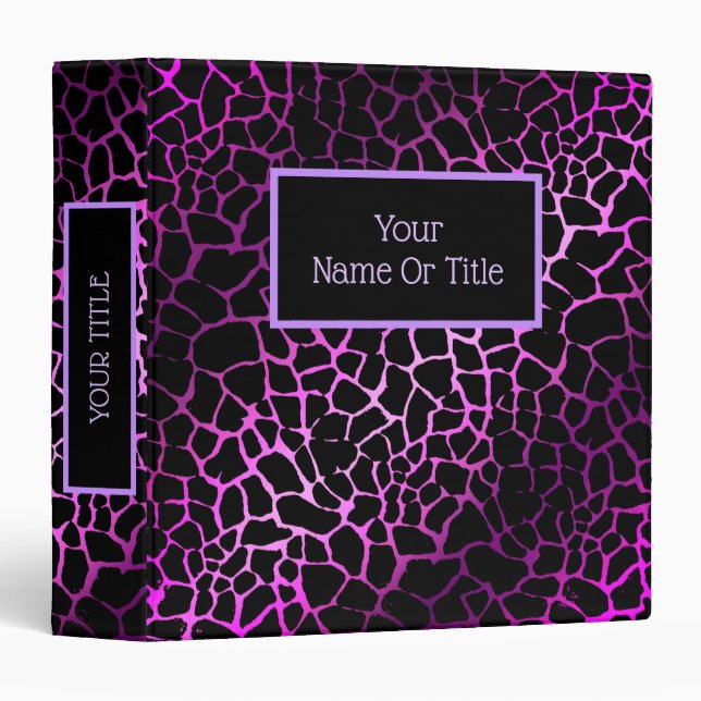 Elegant Luxury Silver Pink Tiger 3 Ring Binder (Front/Spine)