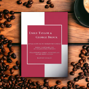 Elegant Luxury Silver Script Magenta Frame Wedding Foil Invitation