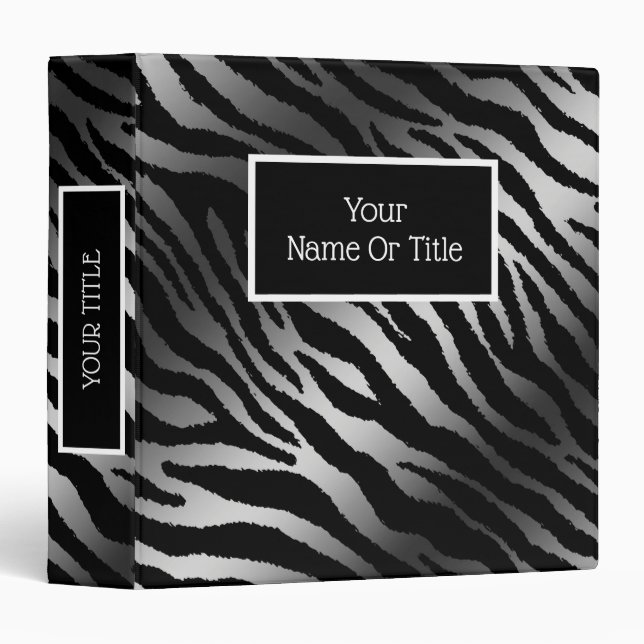 Elegant Luxury Silver Tiger 3 Ring Binder (Front/Spine)