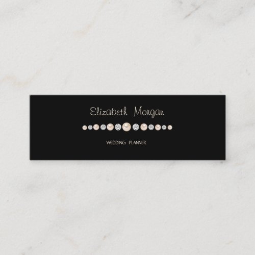 Elegant Luxury Simple BlackDiamondsPearls Mini Business Card