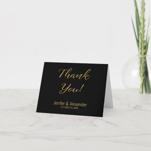 Elegant luxury simple black gold wedding thank you