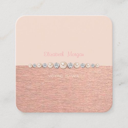 Elegant Luxury Simple DiamondsPearls Square Business Card