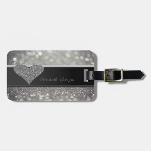 Elegant Luxury Sophisticated ,Glittery Heart,Bokeh Luggage Tag