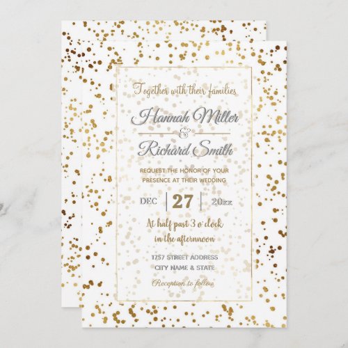 Elegant Luxury Sparkling Gold Confetti Dots Image Invitation