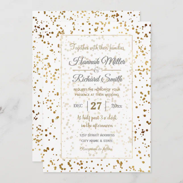 Elegant Luxury Sparkling Gold Confetti Dots Image Invitation | Zazzle