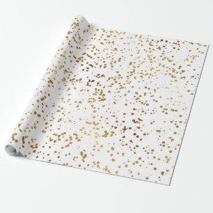 Elegant Luxury Sparkling Gold Confetti Dots Image Wrapping Paper