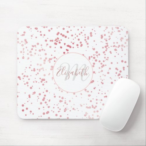 Elegant Luxury Sparkling Rose Gold Confetti Dots Mouse Pad