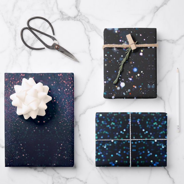 Elegant luxury stars and splashes wrapping paper sheets (Front)