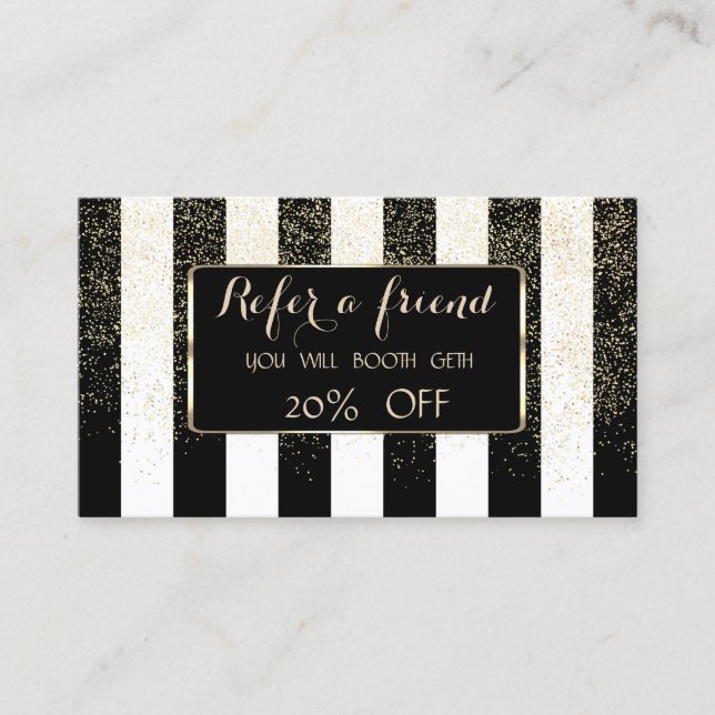 Elegant Luxury Striped,Confetti Referral Card (Front)