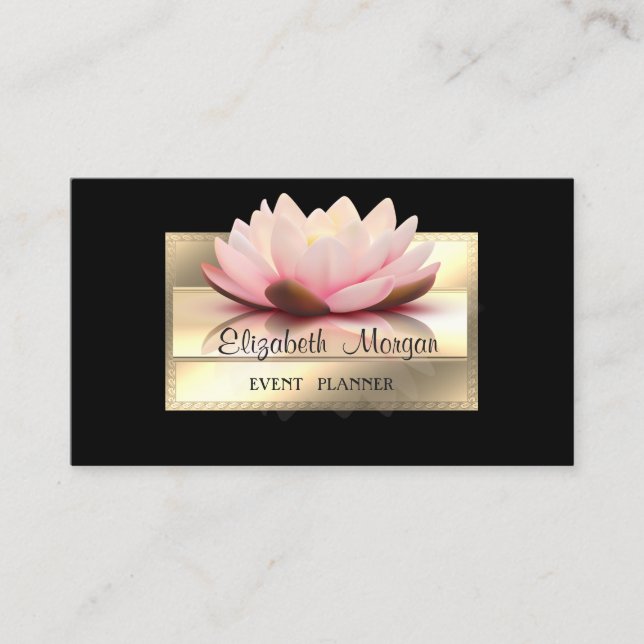 Elegant Luxury Stylish,Black, Frame,Lotus Business Card (Front)