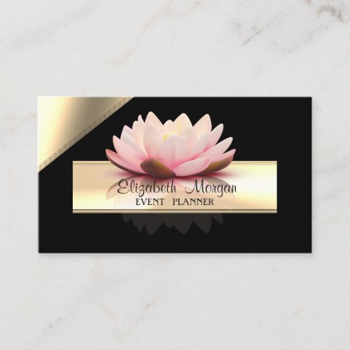 Elegant Luxury StylishBlackGold FrameLotus Business Card