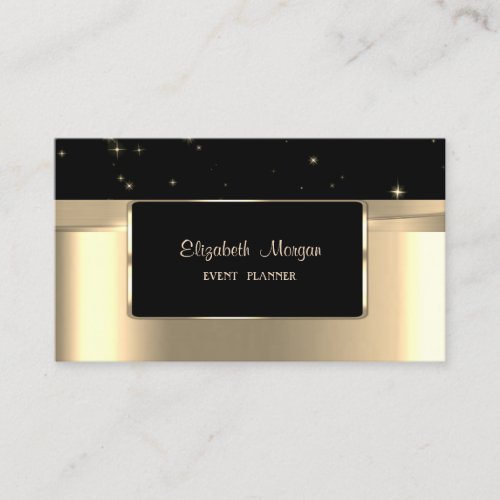 Elegant Luxury StylishFaux GoldBlack Business Card