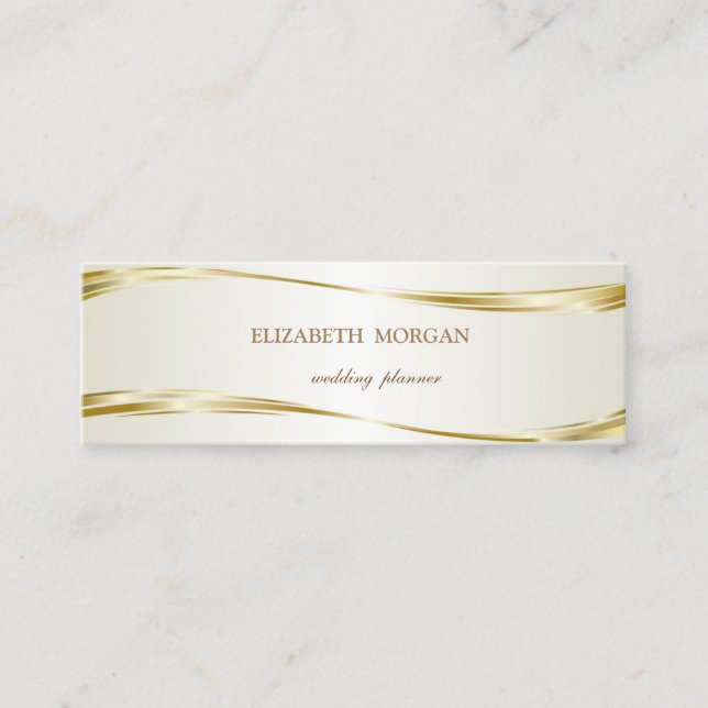 Elegant Luxury Stylish  ,Gold Mini Business Card (Front)