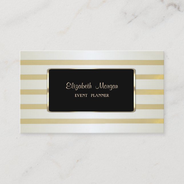 Elegant Luxury Stylish,Gold Stripes Business Card (Front)