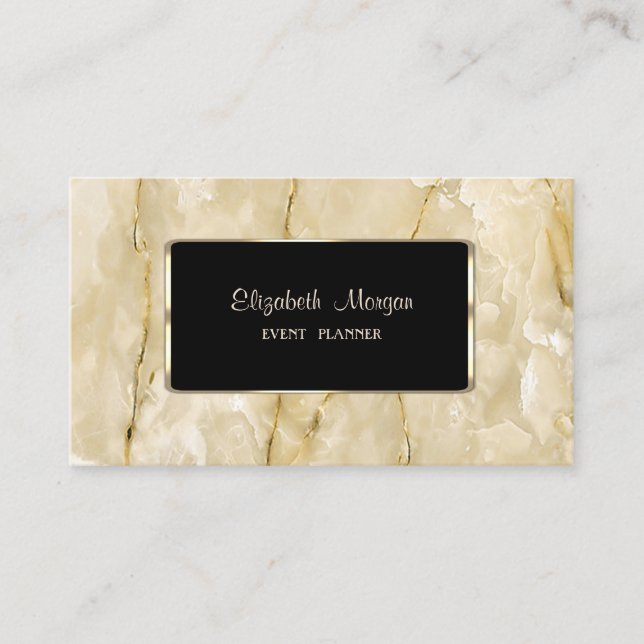Elegant Luxury Stylish,Modern,Black Frame,Marble Business Card (Front)