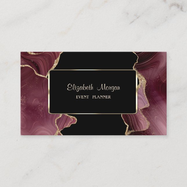 Elegant Luxury Stylish,Modern,Burgundy Agate Business Card (Front)