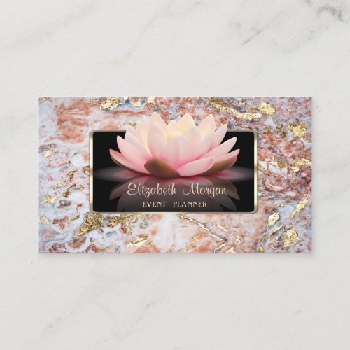 Elegant Luxury StylishModernLotus Glitter Marble Business Card