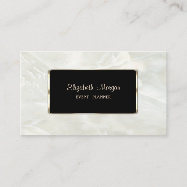 Elegant Luxury Stylish,White Marble, Frame Business Card (Front)