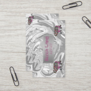 Elegant Luxury Sweet Silver Marble whit Elephant Business Card