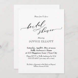 Elegant Luxury Typography Bridal Shower Simple Invitation