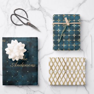 Elegant Luxury Vintage Dark Teal Gold Foil Velvet